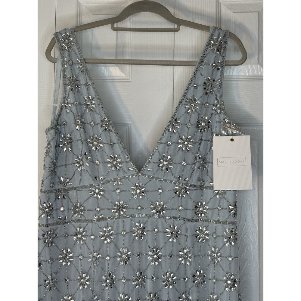 Mac Duggal Sleeveless Hand Beaded V-neck Gown Size 16- NWT Mother Of The Bride - Picture 6 of 15